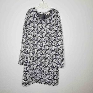 LOFT long sleeve gray cream floral dress size L